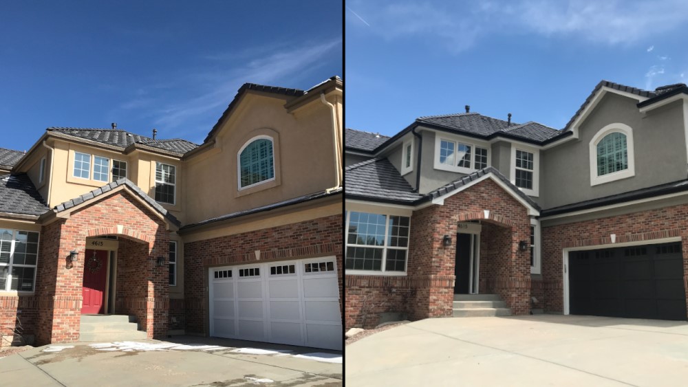 Stucco Repair before and after